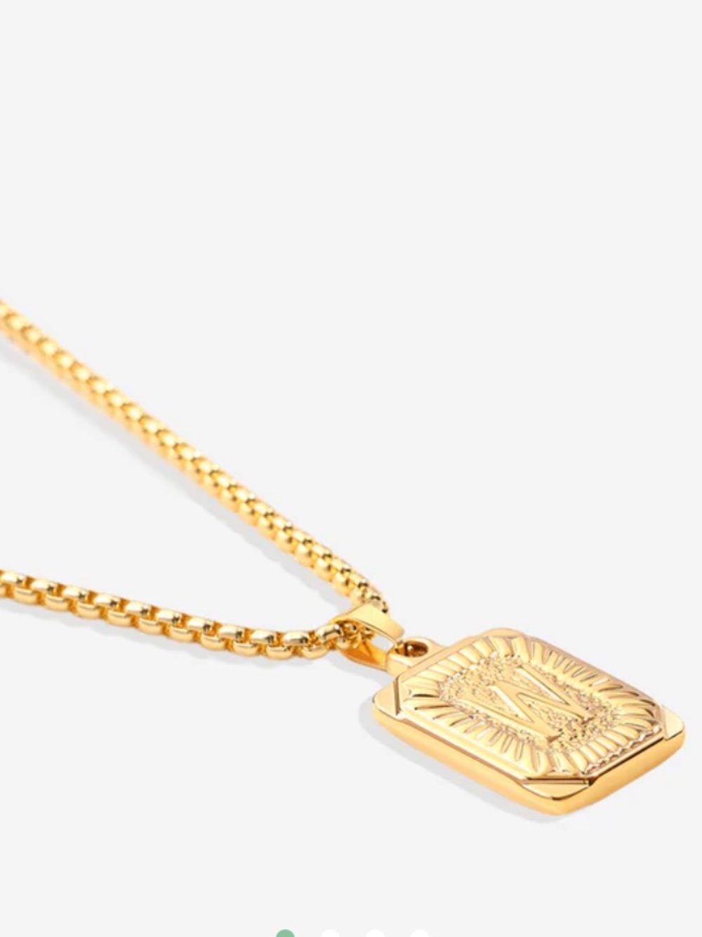 Gold Initial W Pendant Rectangle Necklace Women's Jewelry - Picture 2 of 6